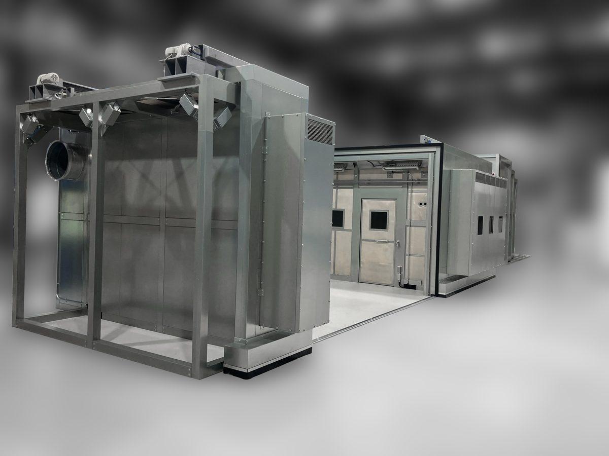  Thermal spraying soundproof room with L-shaped slide opened and air-intake silencer